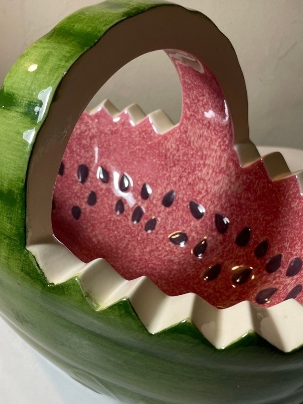 Vintage Ceramic Watermelon Serving Bowl 11”